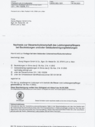 Nachweis zur Steuerschuldnerschaft bei Georg Wagner GmbH & Co. in Lohr/Main