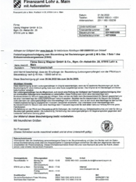 Freistellungsbescheinigung bei Georg Wagner GmbH & Co. in Lohr/Main